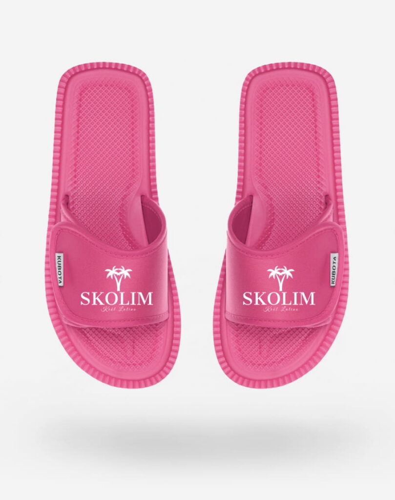 Klapki SKOLIM różowe na rzep