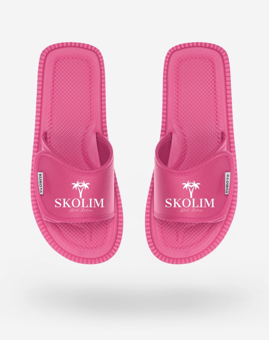 Klapki SKOLIM różowe na rzep